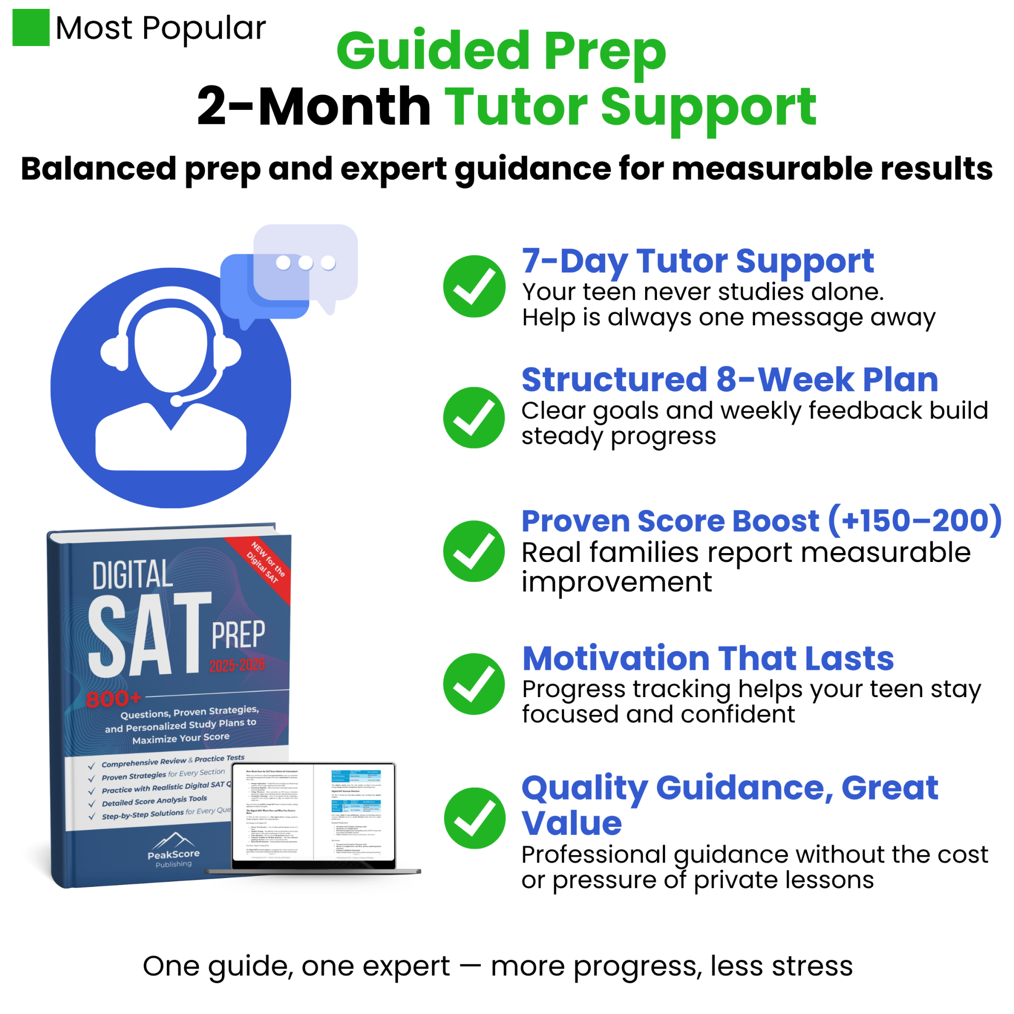 Gudied Prep - Core SAT Book + 2 - Month Personal Support - Peak Score Media