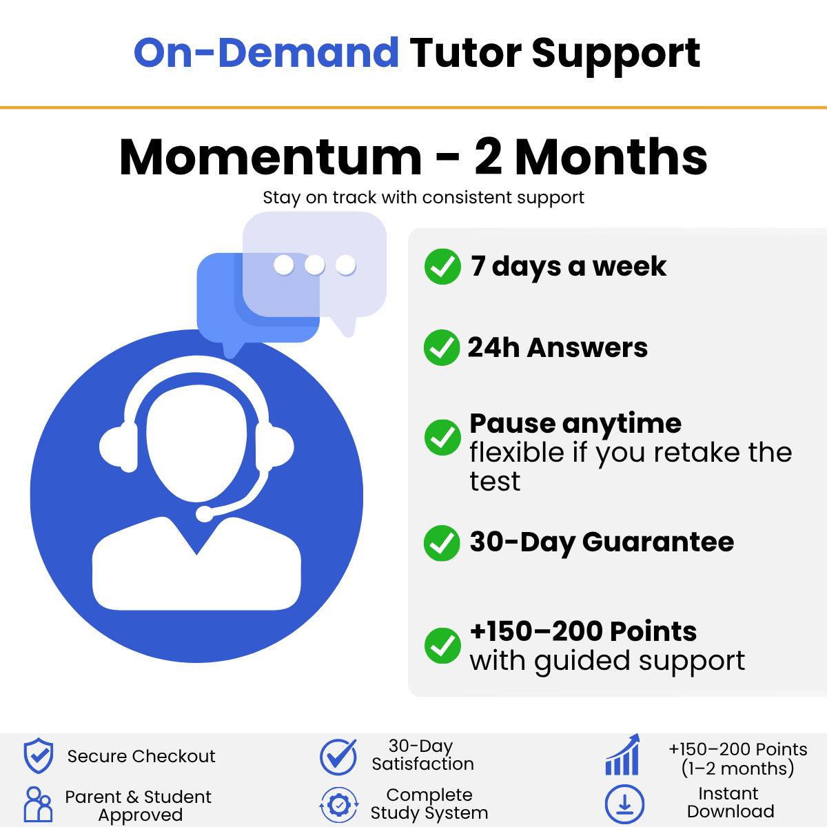 Momentum - SAT On - Demand Tutor Support 2 Month - Peak Score Media