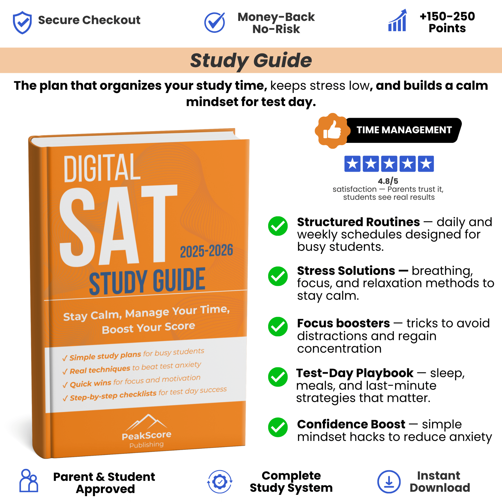 Digital SAT Study Guide: Stay Calm, Manage Your Time, Boost Your Score - Peak Score Media