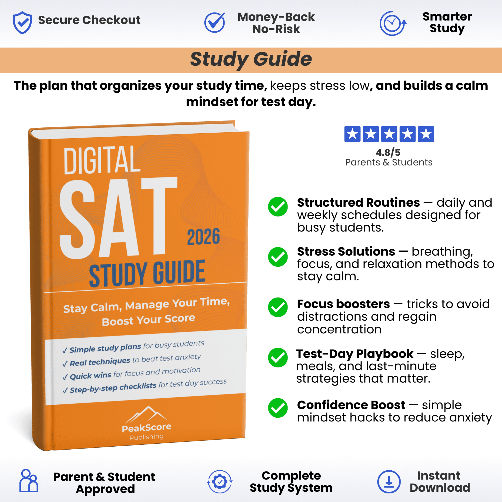 Digital SAT Study Guide: Stay Calm, Manage Your Time, Boost Your Score - Peak Score Media