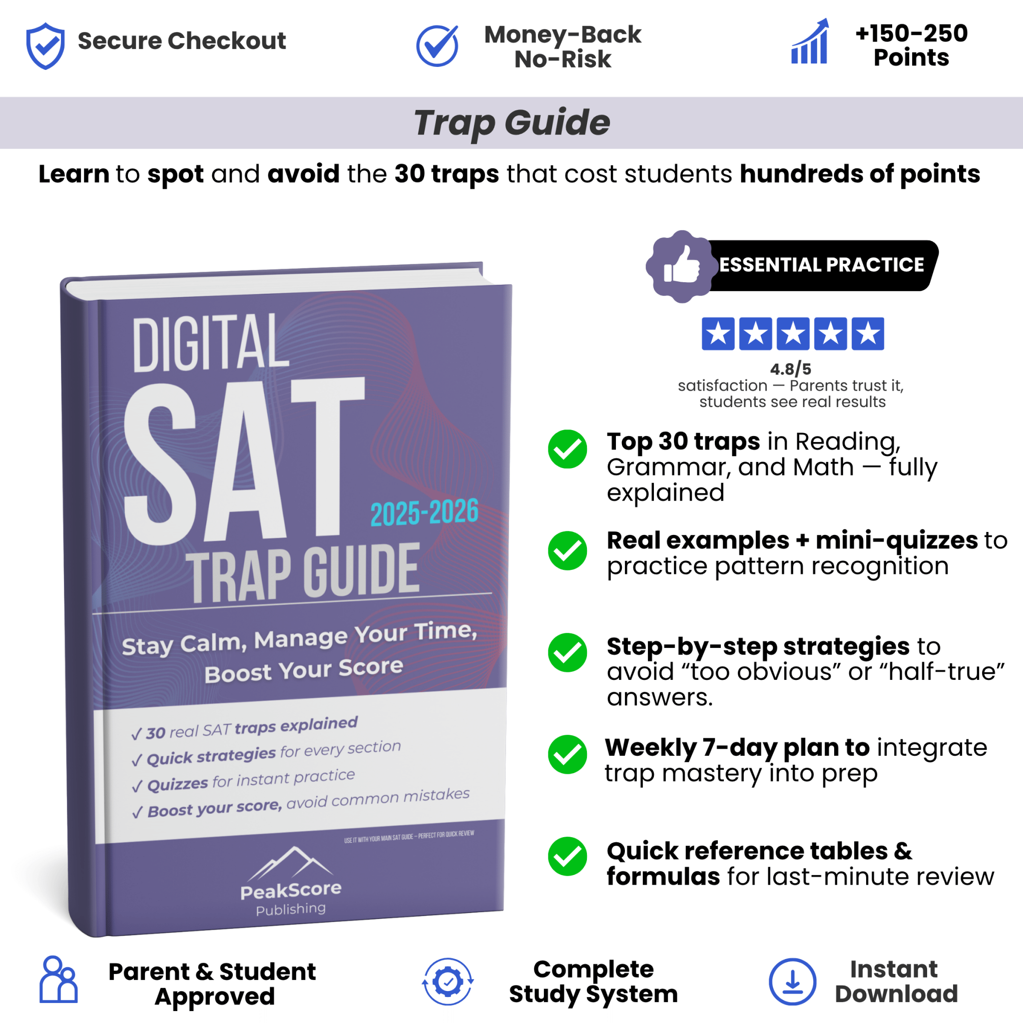 Digital SAT Trap Guide: Top 30 Reading, Grammar & Math Traps And How to Outsmart Them - Peak Score Media